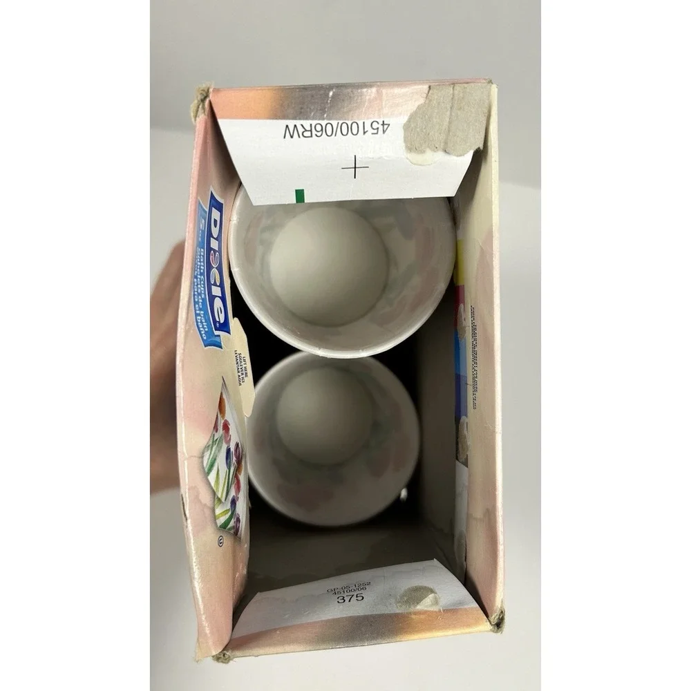 VTG Dixie Cups Open Box Rosy Watercolor Tulips 85 Count Vintage